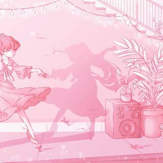 Anime pink aesthetic PC wallpaper