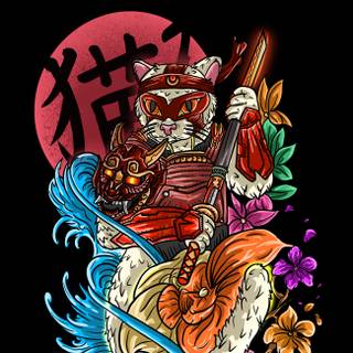 Cat samurai wallpaper