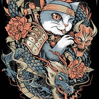 Cat samurai wallpaper