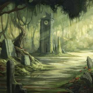 Dark fantasy forest wallpaper