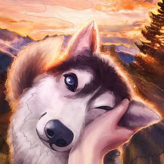 Husky cartoon wallpaper