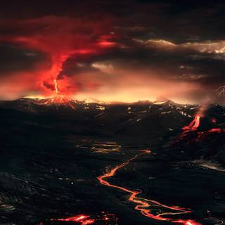 Volcanic lightning wallpaper