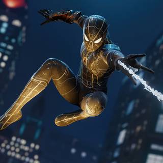 Gold and blue PS5 wallpaper