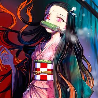 Nezuko demon half human wallpaper