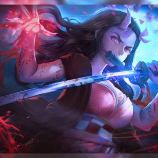 Nezuko demon half human wallpaper