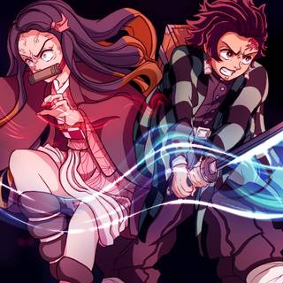 Nezuko demon half human wallpaper