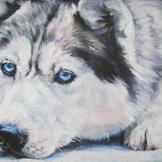 Cute Husky drawing wallpaper