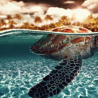 Teal turtles wallpaper
