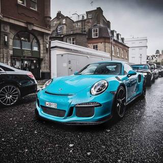 Miami blue Porsche wallpaper