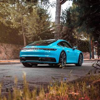 Miami blue Porsche wallpaper