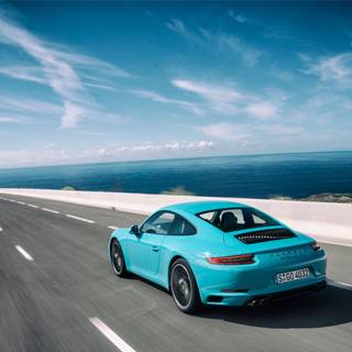 Miami blue Porsche wallpaper