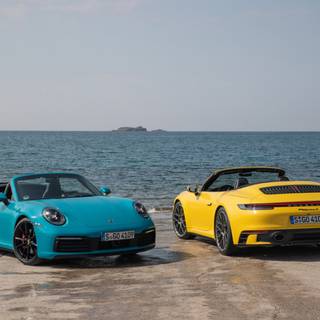 Miami blue Porsche wallpaper