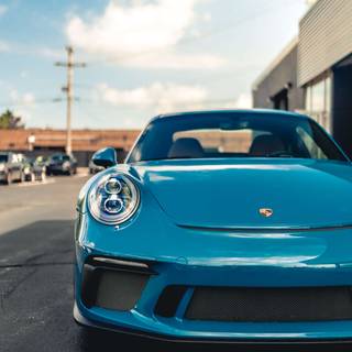 Miami blue Porsche wallpaper