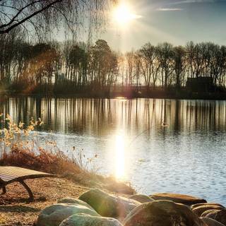 River spring sun wallpaper