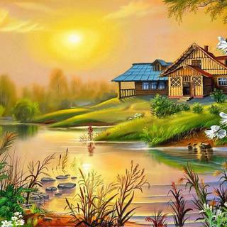 River spring sun wallpaper