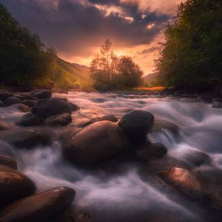 River spring sun wallpaper