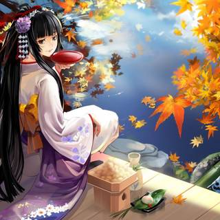 Anime girl meditation desktop wallpaper