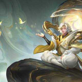 Anime girl meditation desktop wallpaper