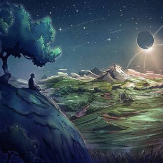 Anime girl meditation desktop wallpaper