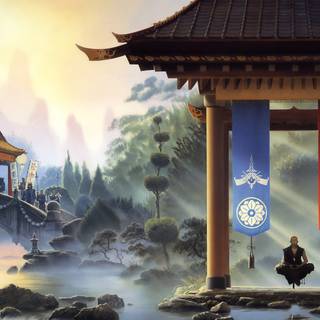 Anime girl meditation desktop wallpaper