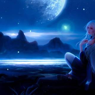 Anime girl meditation desktop wallpaper