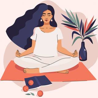 Anime girl meditation desktop wallpaper