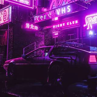 Cyberpunk city retro wallpaper