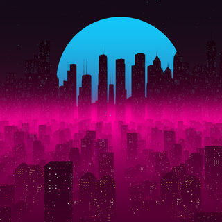 Cyberpunk city retro wallpaper