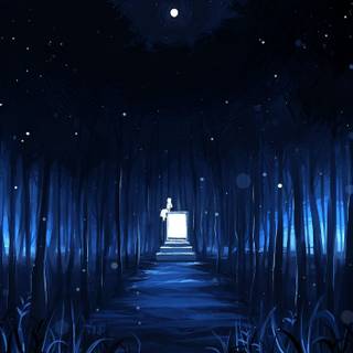 Blue anime nature wallpaper