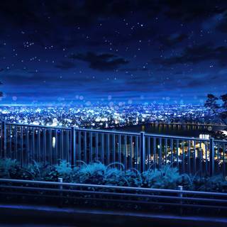 Blue anime nature wallpaper