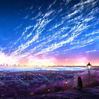 Blue anime nature wallpaper