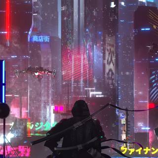 Cyberpunk city retro wallpaper