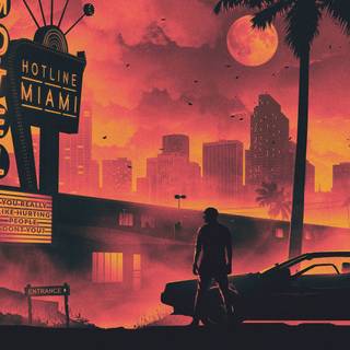 Retro city dark wallpaper