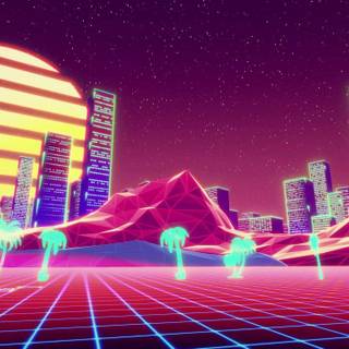 Retro city dark wallpaper