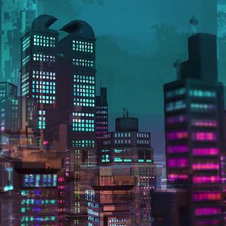 Retro city dark wallpaper
