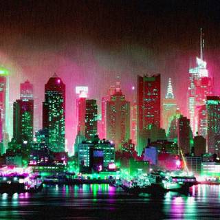 Cyberpunk city retro wallpaper