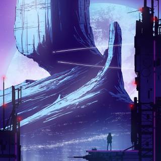 Cyberpunk city retro wallpaper