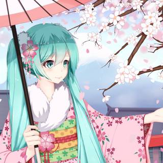 Sakura Hatsune Miku wallpaper