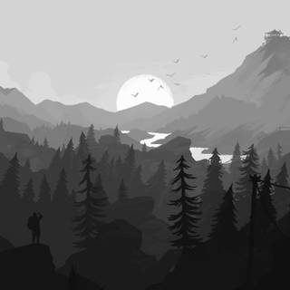 Black and white firewatch tower wallpaper