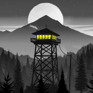 Black and white firewatch tower wallpaper