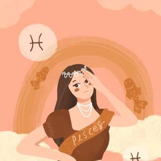 Zodiac Pieces orange wallpaper