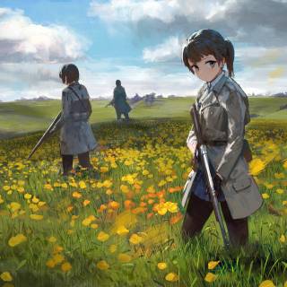 Anime flower field wallpaper