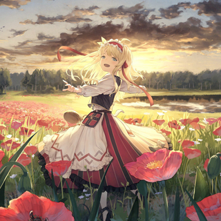 Anime flower field wallpaper