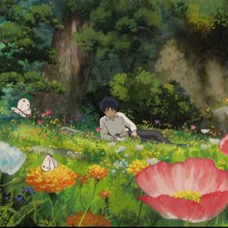 Anime flower field wallpaper