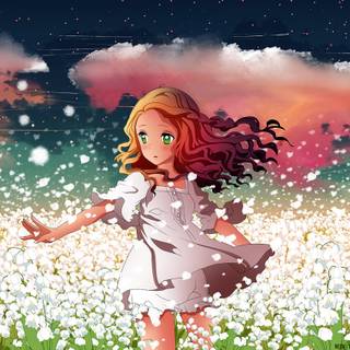 Anime flower field wallpaper