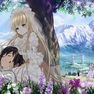 Anime flower field wallpaper