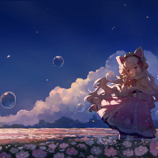 Anime flower field wallpaper