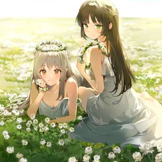 Anime flower field wallpaper