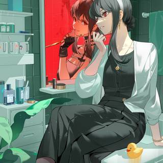 Mirror girls wallpaper