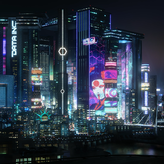 Aesthetic night city desktop wallpaper